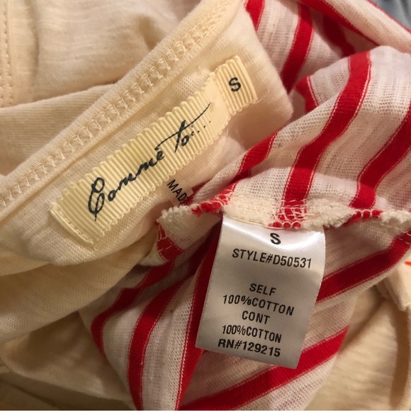 Comme Toi Cream and Red Striped Sleeveless Dress - Size Small - Picture 9 of 10